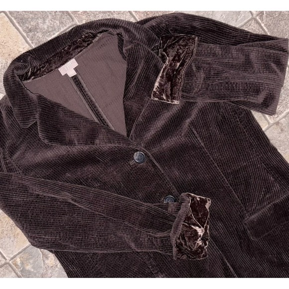 J. Jill Jackets & Blazers - J. Jill Wide Wale Corduroy Jacket Velvet Trim Large Petite Brown Barn Chore Coat